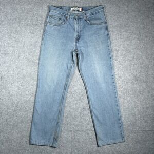 Vintage Levis Slim Fit Denim Jeans Men's Size 32x28 Blue Light Wash Straight Y2K